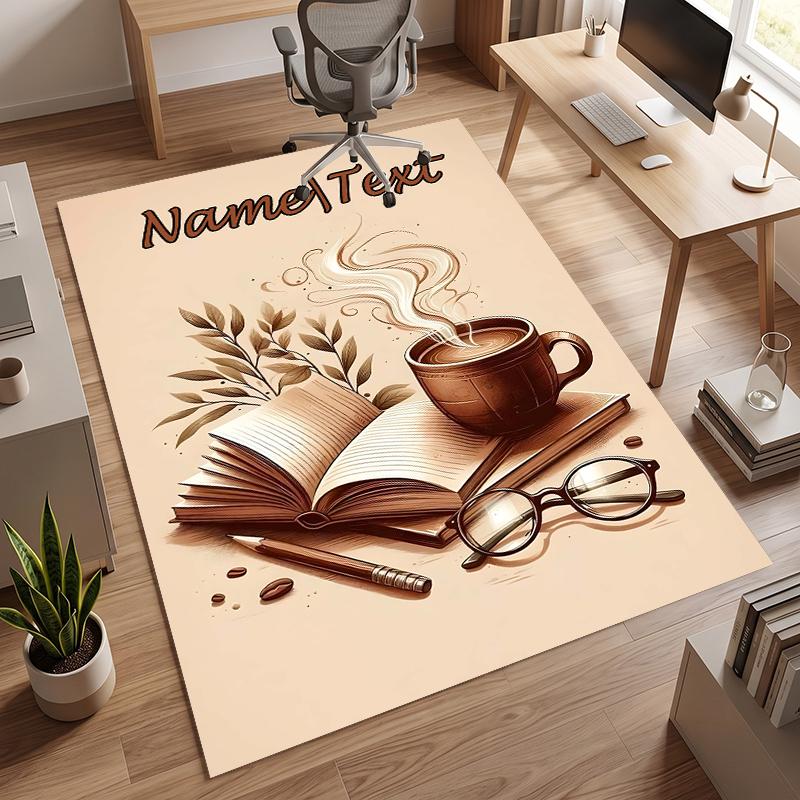 Cozy Coffee (14) Personalized Name Office Carpet Stylish Decor for Living Room Bedroom Kitchen