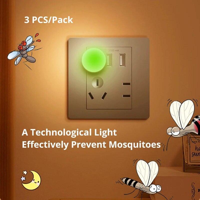 3pcs/6pcs Mosquito Repellent Night Light Led Mosquito Repellent Light Creative Portable Usb Home Bedroom Mini Night Light