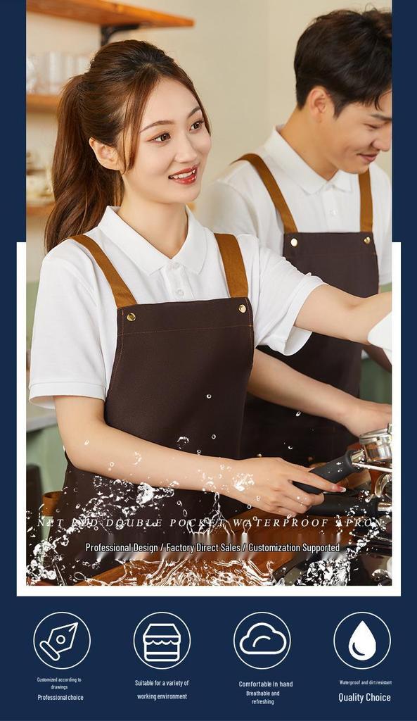 Durable, Waterproof Apron for Coffee, Milk Tea, Nail Salon & Cake Shops