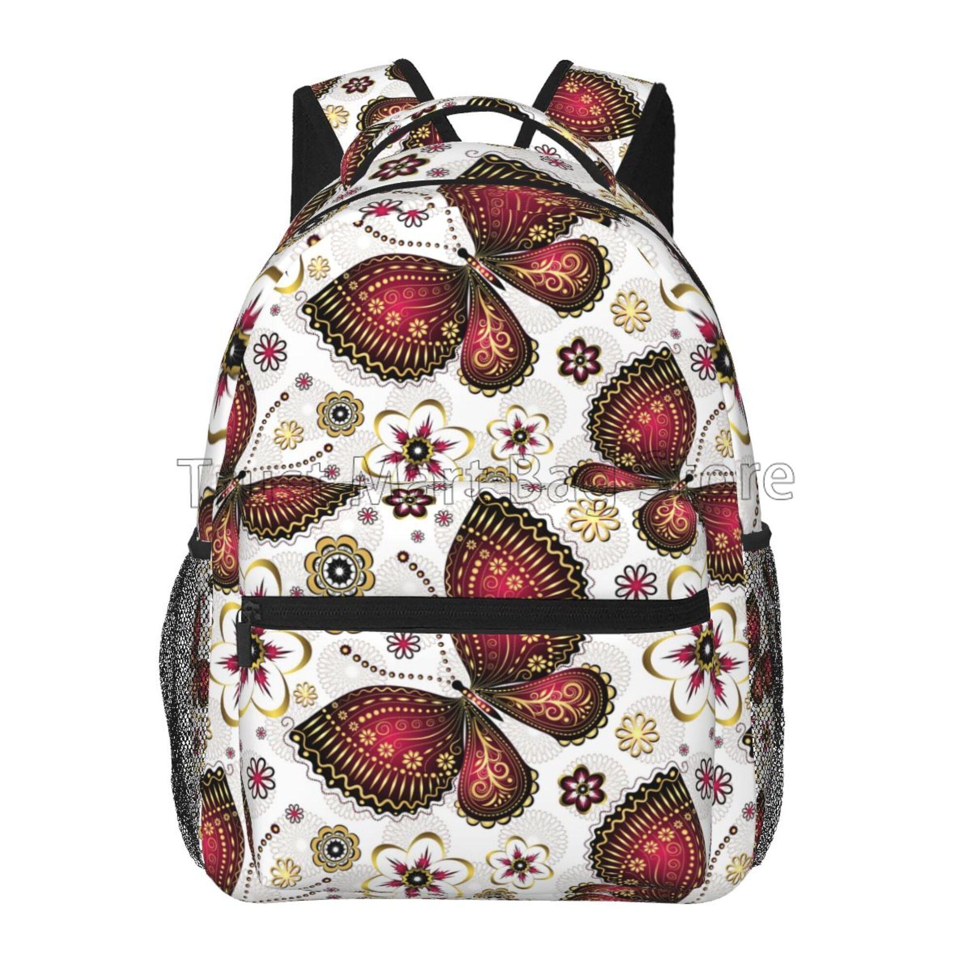 

Butterfly Backpack Casual Canvas Backpacks Colorful Butterfly Bookbag Laptop Daypack for Toddler Teen Boys Girls Women Men Gifts