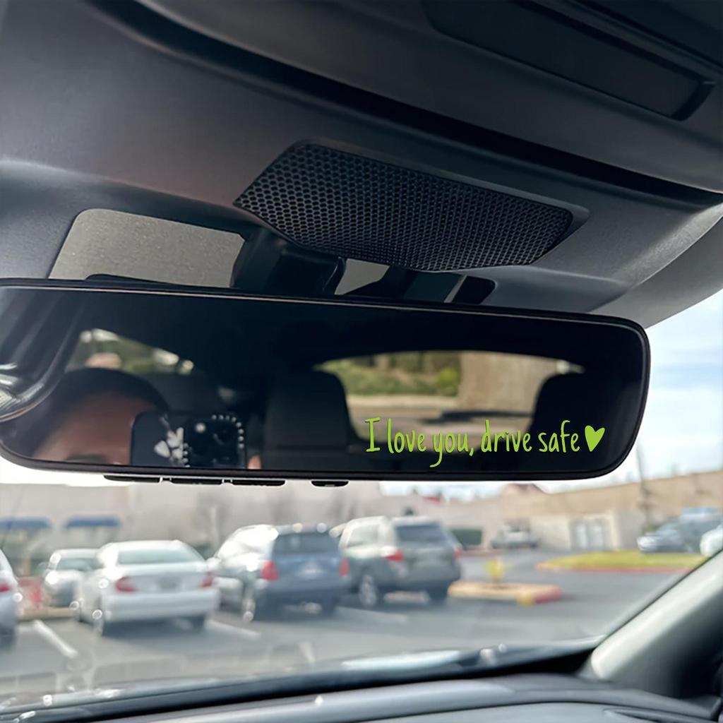 1pcs Car Mirror Stickers I Love You Drive Safe Emblem Labels For Truck Bumper Vehicles Exterior Decor Decals With Heart Shape