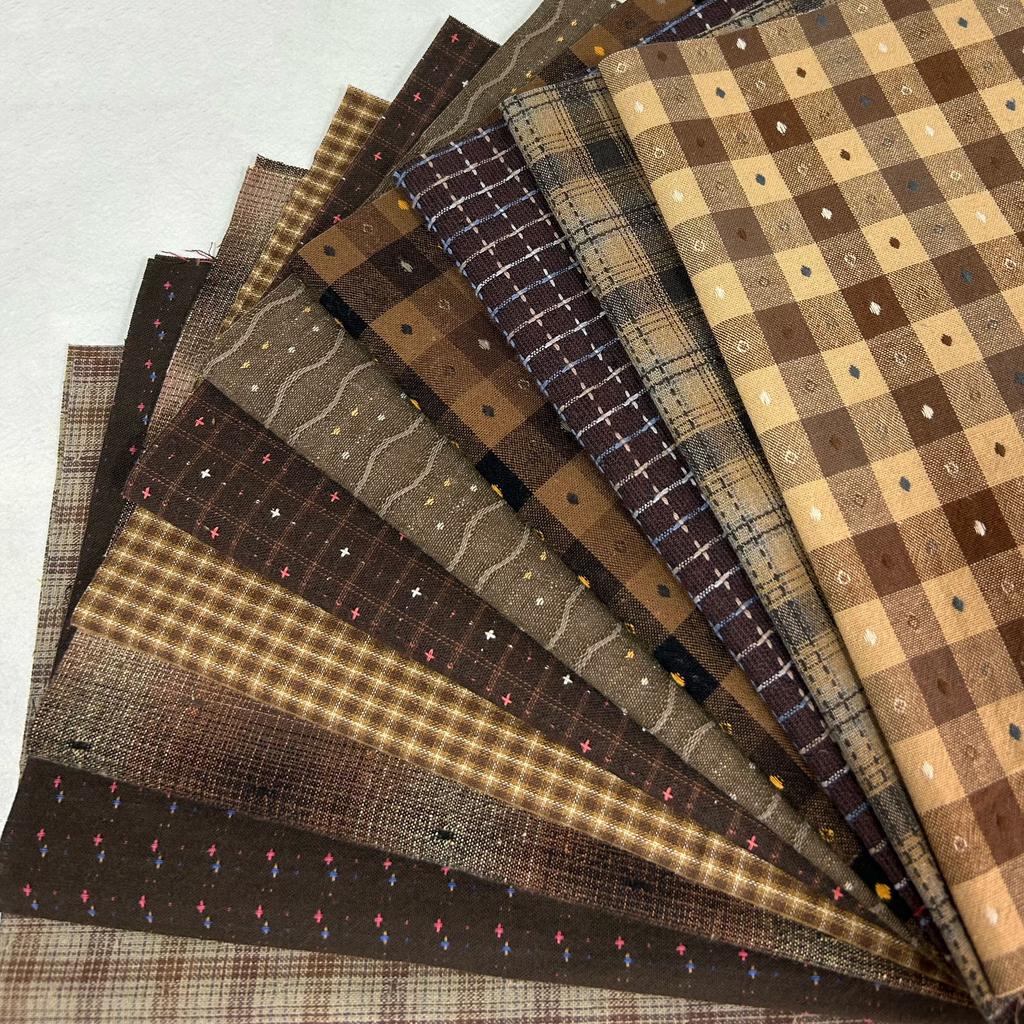 Japanese Yarn-Dyed Cotton Fabric, 10 Pieces, 24x33cm, Patchwork, Handbags, Dolls, Quilting, Handicrafts, Sewing Fabric