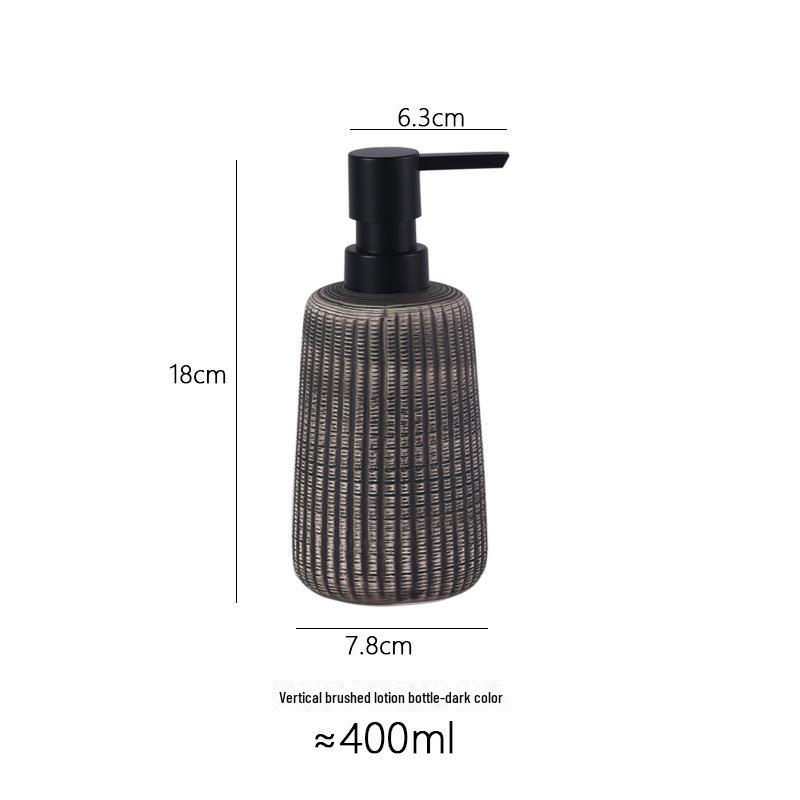Flacon à lotion en céramique vintage à rayures verticales - Distributeur de gel douche 400 ml pour hôtel ou maison.