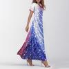 Women's Summer Casual Fashion Print Color Dresses V-Neck Short Sleeve Dresses