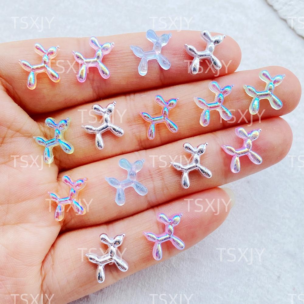 100Pcs New Mixed Nail Art Cute Mini Cartoon Colored Balloon Puppy Charms Rhinestones DIY Craft For Nail 3D Decorations