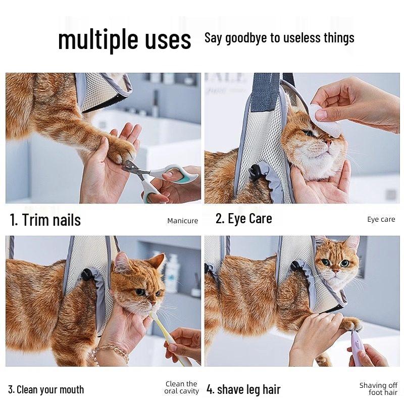 Cat Bathing & Nail Clipping Restraint Bag - Anti-Scratch Grooming Hammock
