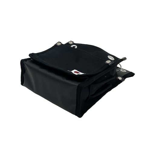 SK11 Canvas Tobi Waist Pouch, 2-Tier, Black, TSH-2DBS-BK, Slim, Reinforced Bottom, with Inner Pocket