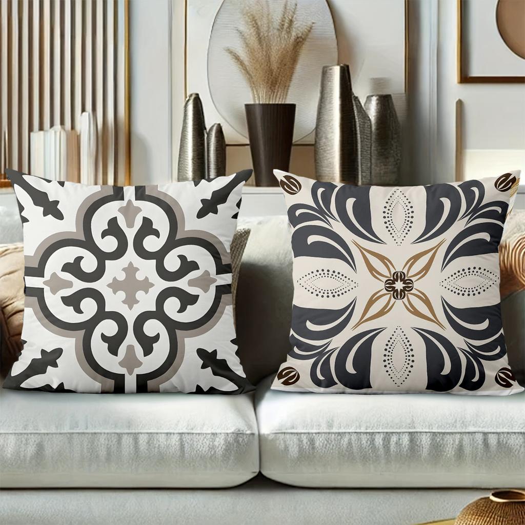 Bohemian Floral Tile Pattern Pillow Covers Pattern Cushion Cover Suitable For Sofa Bedroom Car Pillow Cover