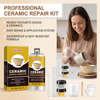 Kit d'adhésif de réparation céramique Réparer la céramique et le verre Embellir les fissures Résistant à la chaleur et au froid Durcissement rapide Imperméable Colle de réparation pour fissures