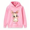 Cute Cartoon Bunny with Little White Flowers Print Kids Hoodie, Casual Soft Pullover Sweatshirt for Boys Girls, Cozy Long Sleeve Tops for Daily Outdoo