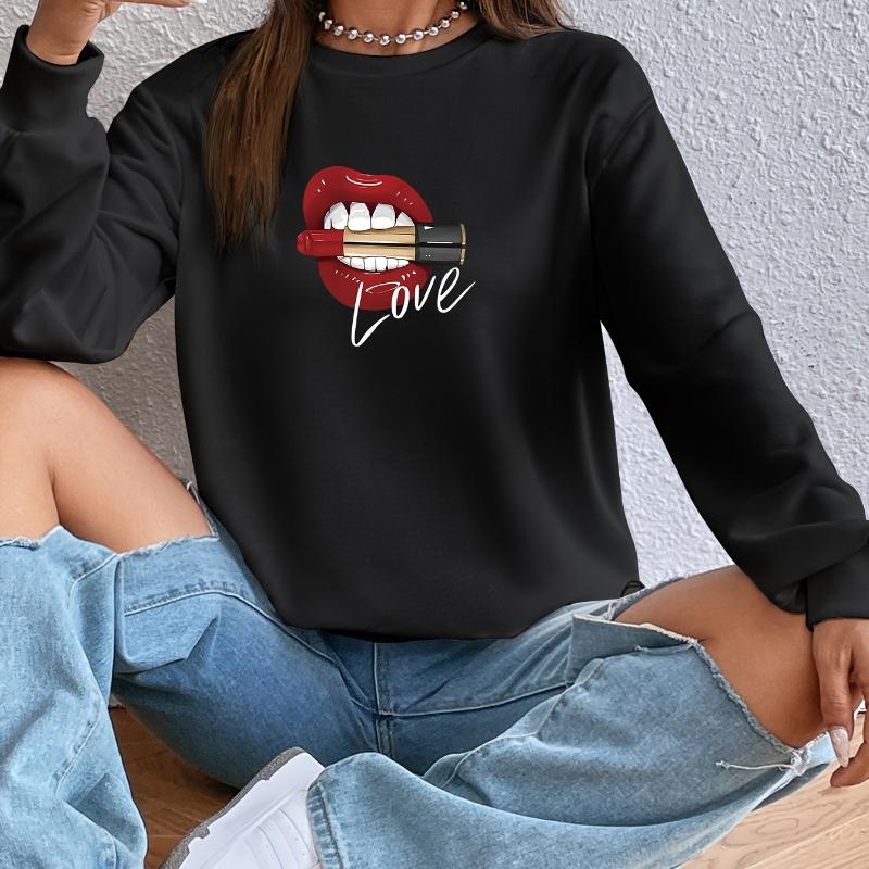 

Свитшот с круглым вырезом для женщин, дышащий и легкий, подходит для весны XXL чёрный