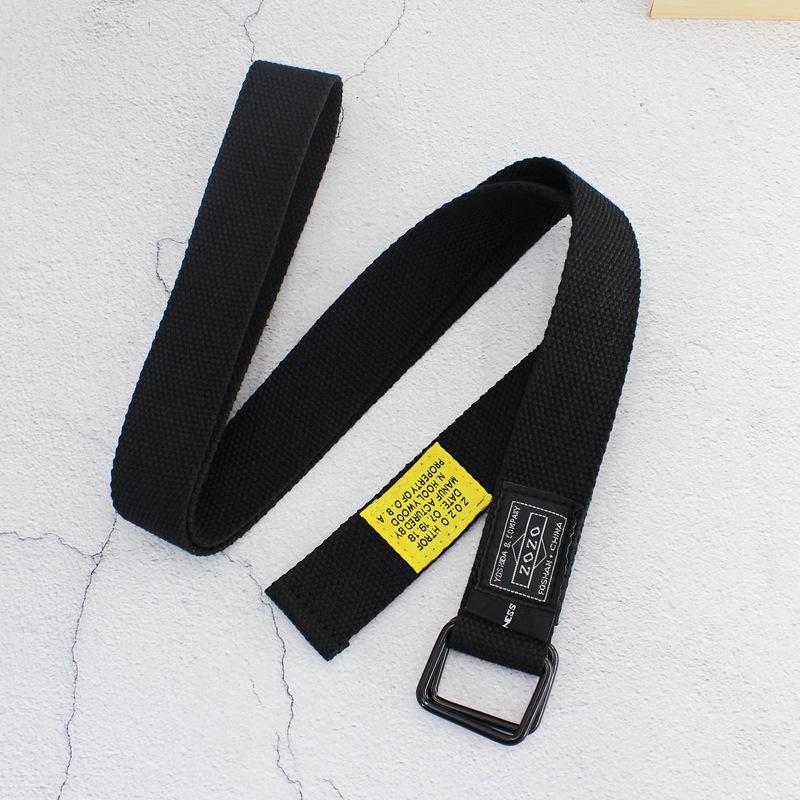 Double Buckle Canvas Cloth Label Belt Men'S And Women'S Trendy Teen Jeans Belt