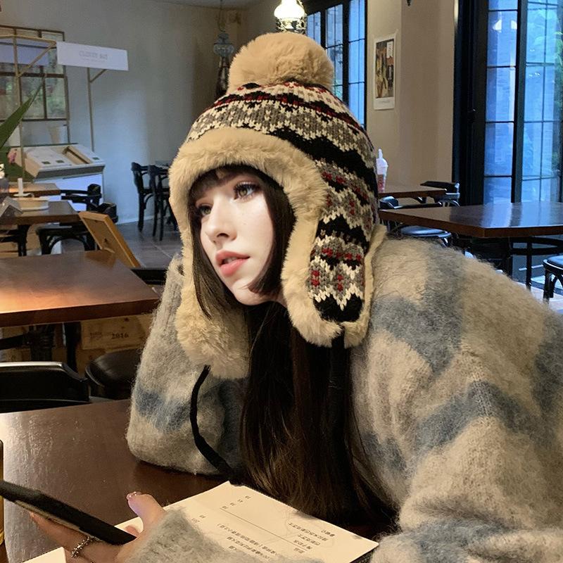 Lei Feng Hat for Women's New Cold Proof Ear Protection Temperament Versatile and High End Outdoor Riding Warm and Cold Hat