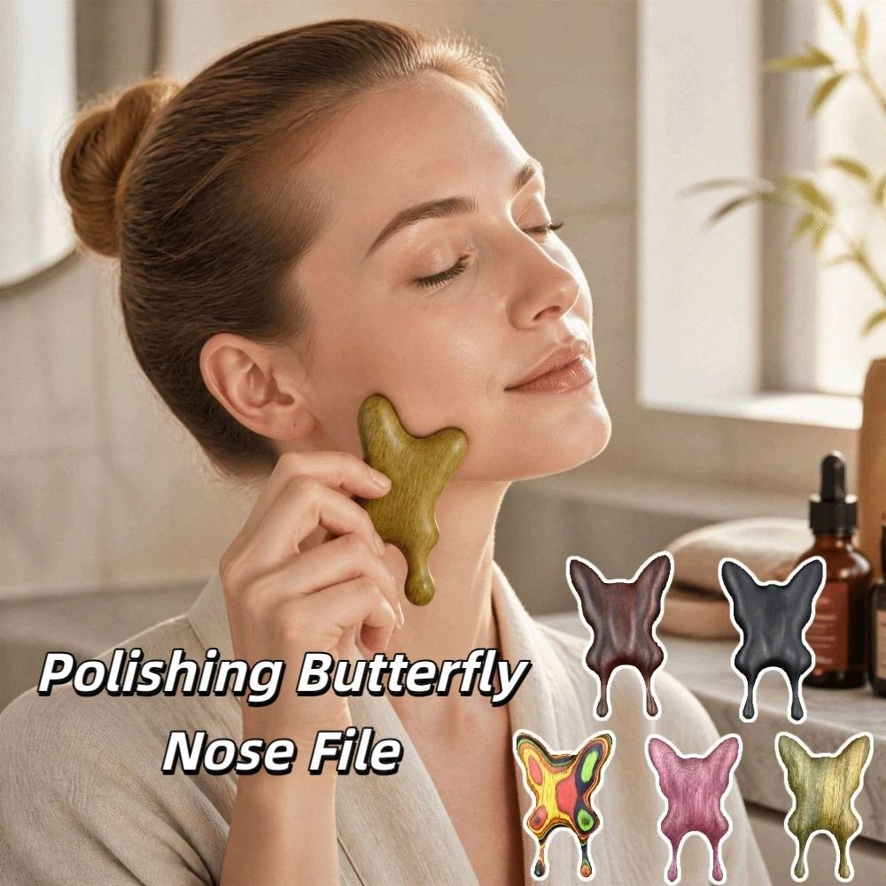 Solid Wood Gua Sha Tool Hand Polished Butterfly Gua Sha Beauty Massager Skin Massager Nose