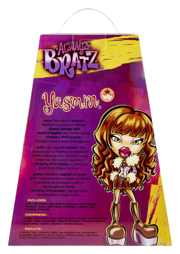 Bratz Alwayz Yasmin Fashion Doll with 10 Accessories and Poster (Bratz, articulated doll for collection and gift)