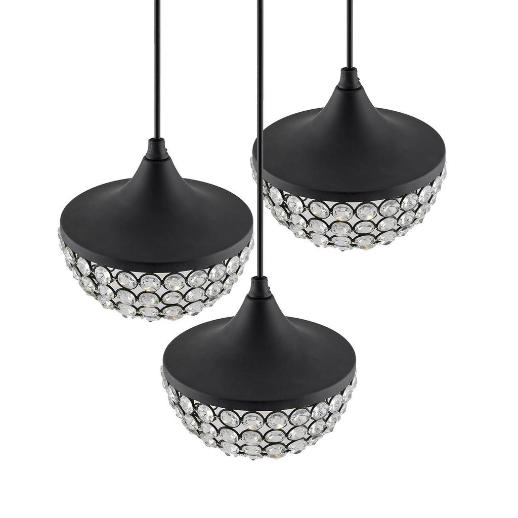 Metal Dual Ring Crystal Pendant Lighting | Flush Mount Ceiling Light, Hanging Ceiling Light Fixture, Hallway Light Fixture, Pendant Chandelier
