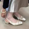 Beautiful bag head sandals women's summer new bow thick heel single shoes with skirt temperament fairy shoes