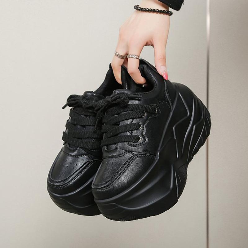 Zapatos de Mujer 10CM Aumentan la Altura Zapatos de Suela Gruesa Cuero de Alta Calidad Zapatos Casuales Antideslizantes Zapatos de Plataforma Zapatos De Mujer
