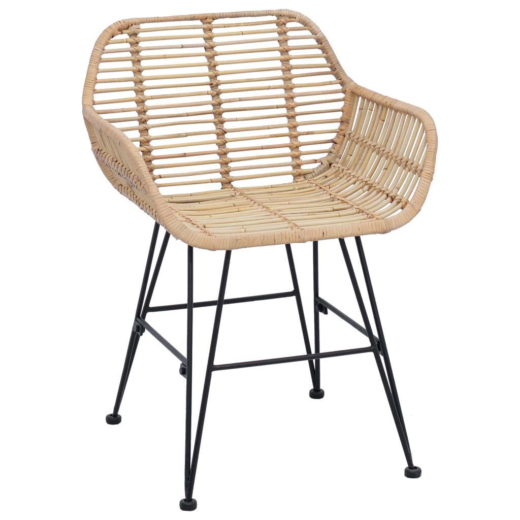 Dining Chair 2 Pcs Rattan and Iron Natural 55 X 50 X 74 Cm