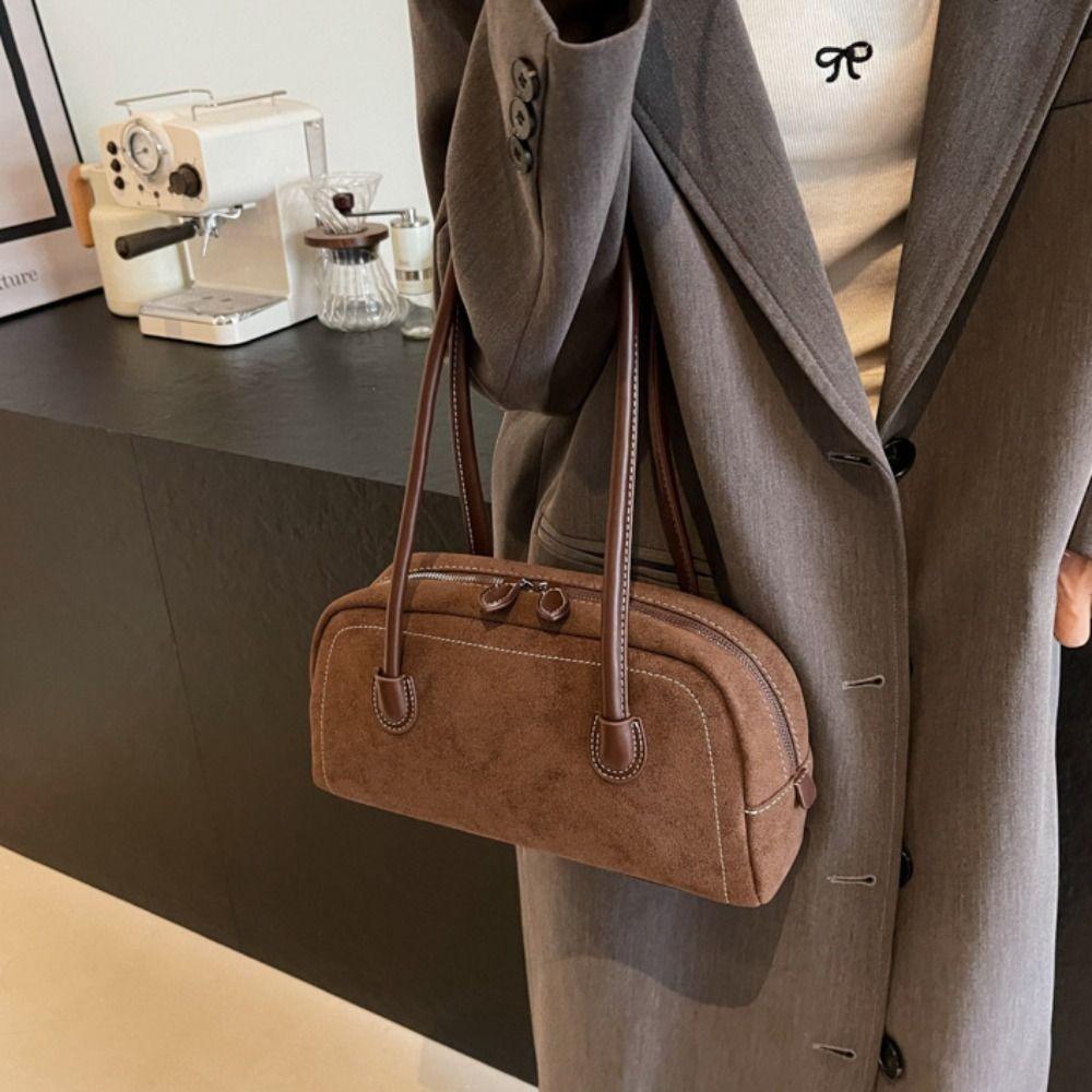 Aesthetic Faux Suede Bag Retro Single Shoulder Bag Fashion Underarm Bag  Winter