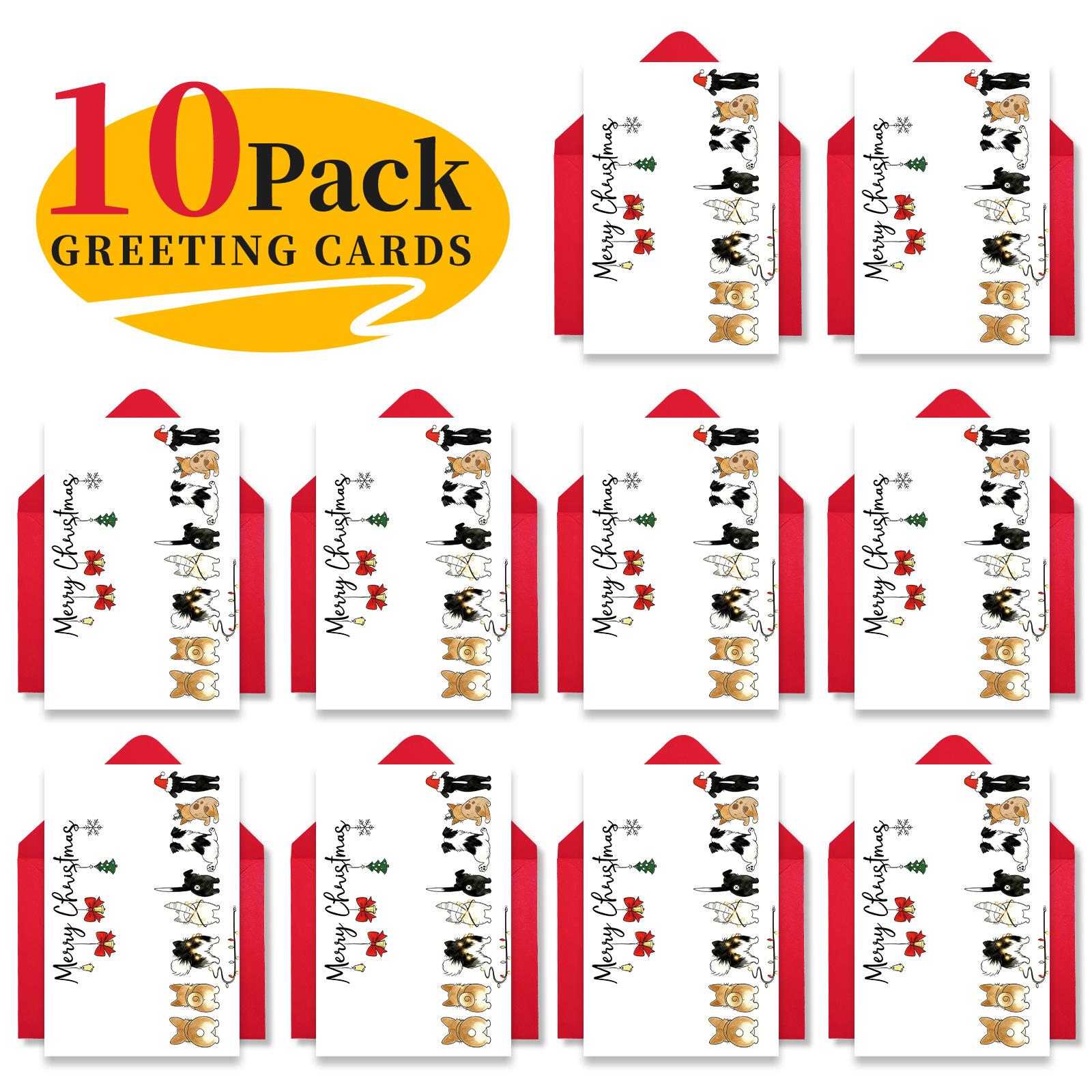 

Christmas Card Envelope Set Cute Dog Large Size Blank Postcard T020400628
