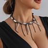 Versatile Tapered Spiraled Beaded Necklace Dark Design Jewelry With Fringed Detail Comfortable For Daily Wear