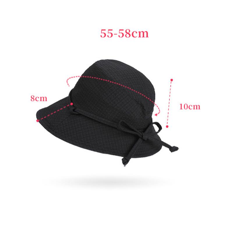 Summer Outdoor Travel Sun Protection Hat Women's Bow Fisherman Hat Big Brim Basin Hat