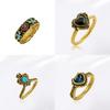 Vintage Antique Gold Geometric Adjustable Ring For Women With Stunning Zircon Stones
