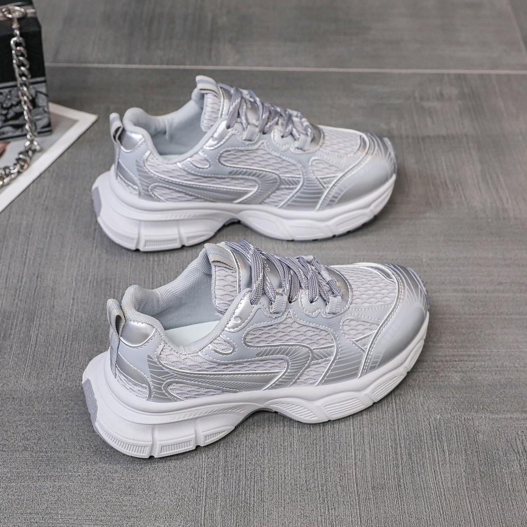 Thick-soled Mesh Breathable Dad Shoes Women's Sports and Leisure Shoes Spring and Summer Light and Soft New 2025 European Super Fire Sports Shoes
