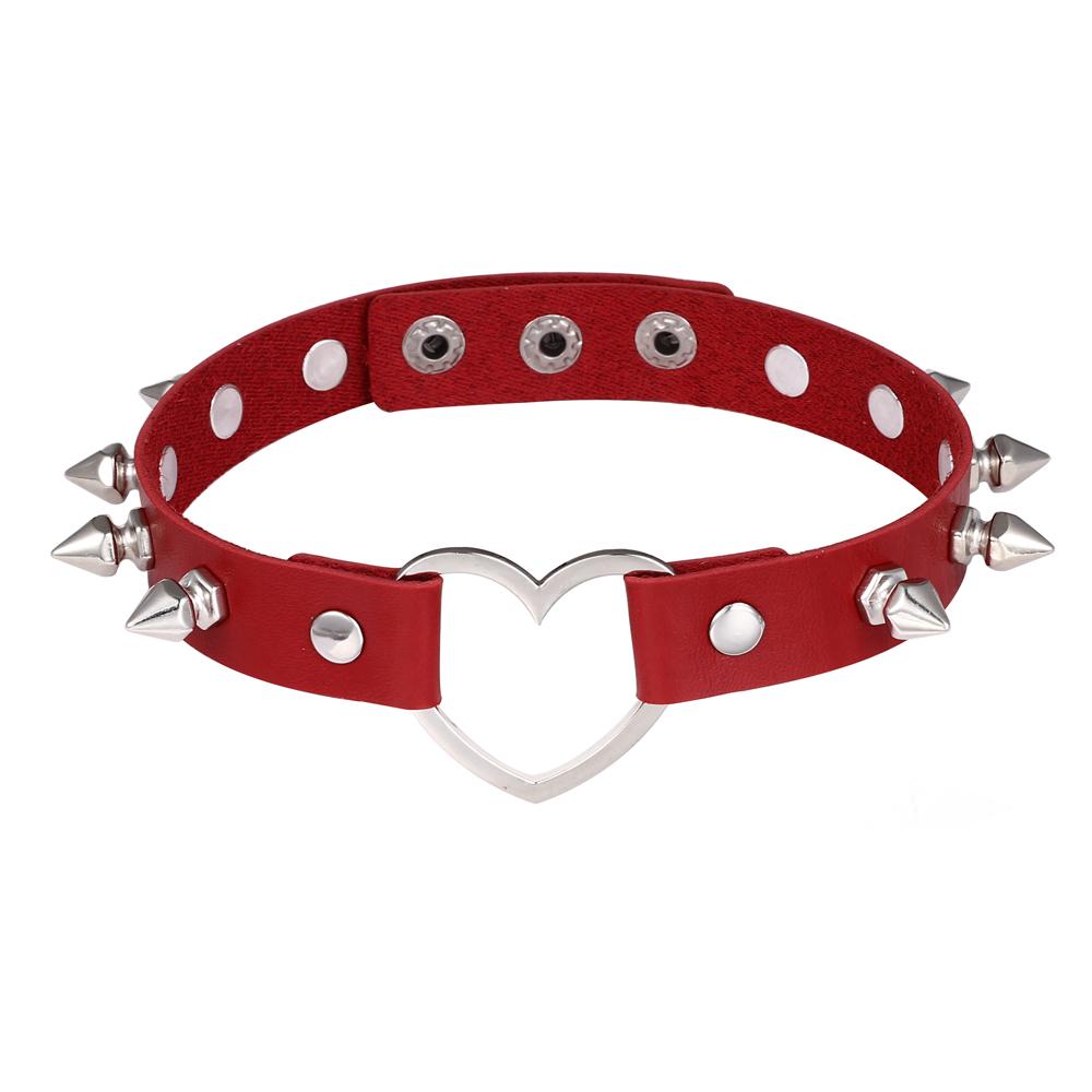 Punk Rock Heart Choker Spike Chocker Goth Steampunk Studded Collar Women Men Emo Fashion Halloween Gothic Jewelry