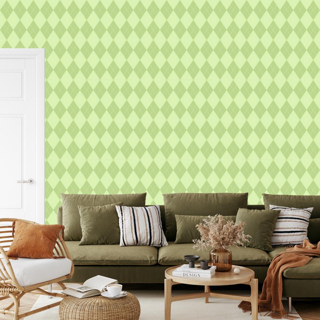 Pastel Lime Diamonds Wallpaper for Living Room and Bedroom 50x1000