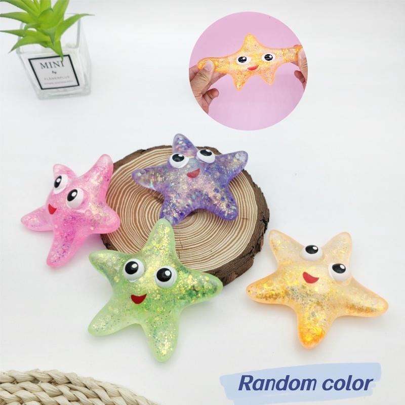 Niedlicher Stern Malzzucker Squeeze Ball Spielzeug Stressabbau Seestern Augen Dekompression Fünfzackiger Stern Plastik)