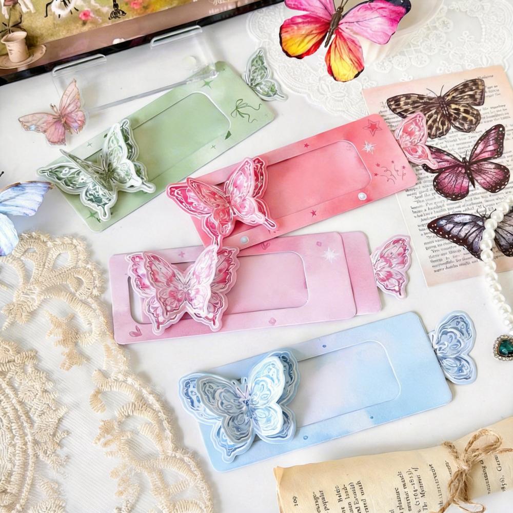 3D Butterfly Greeting Card Pull-Tab Surprise Letter with Envelope Birthday Card for Her Kawaii Cartoon Stationery Gift Bestie