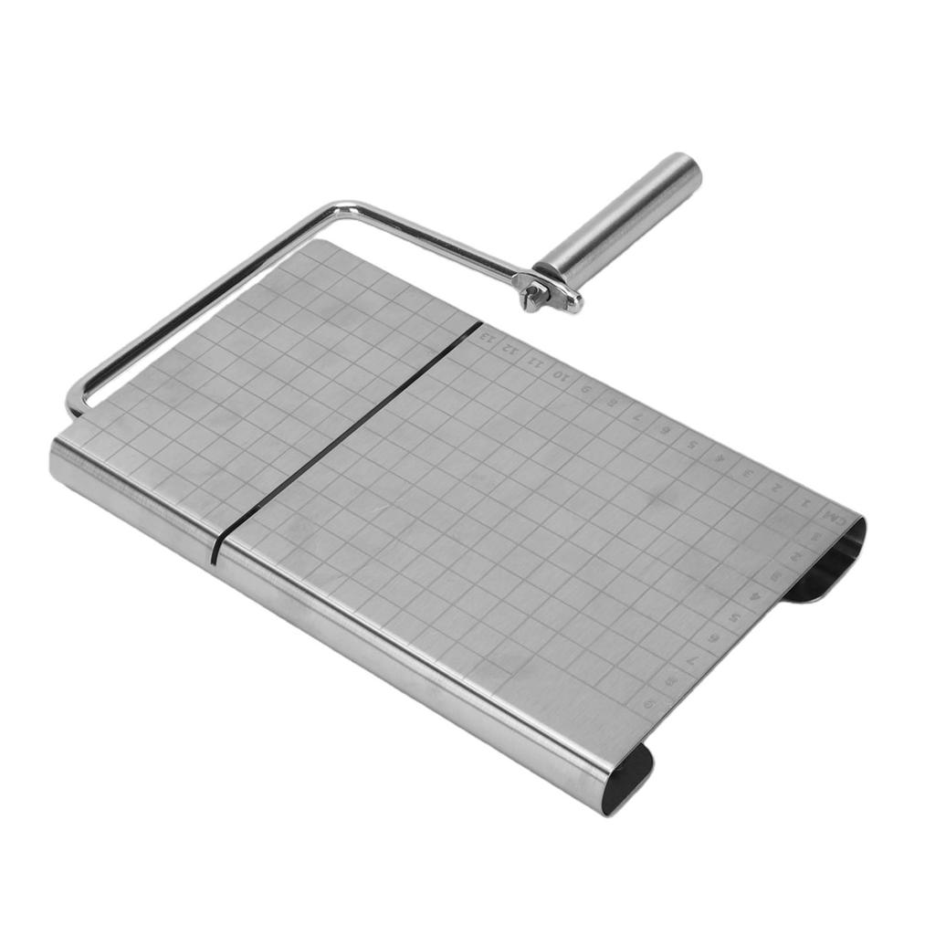 Cheese Cutter Block Stainless Steel Metal Slicing Tool Board with 6 Replacement Wires Scale for Butter Handmade Soap