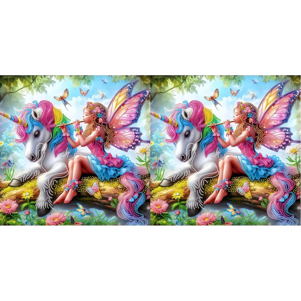 

- 5D DIY Partial Special Shaped Drill Diamond Painting Girl Unicorn Kit 55x55cm