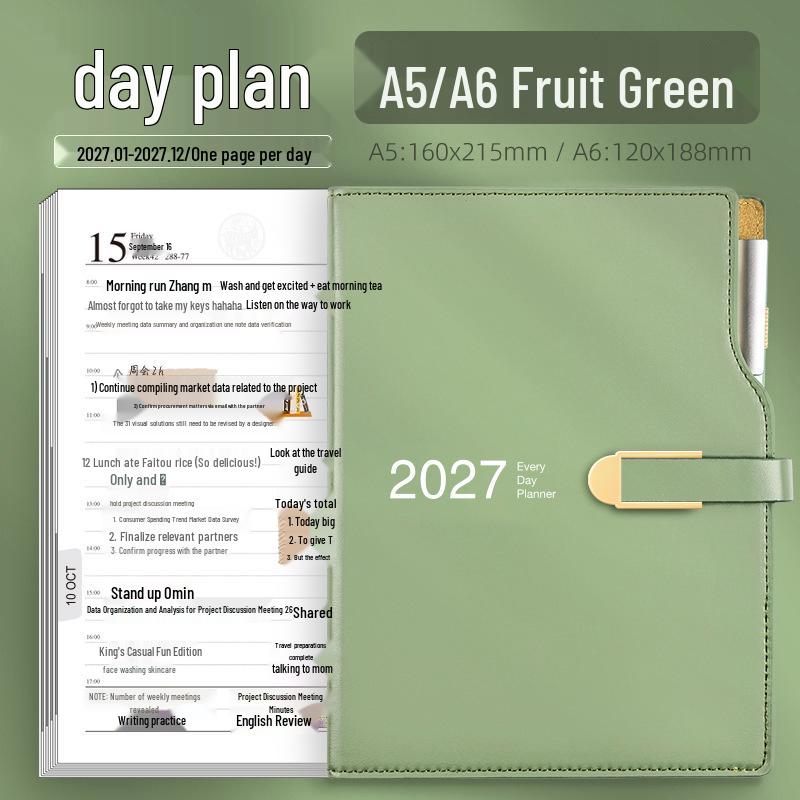 Planejador Diário 2026 A5/A6: Uma Página por Dia, LOGOTIPO Personalizado, Calendário Caderno Bullet Journal com Estampagem a Quente.