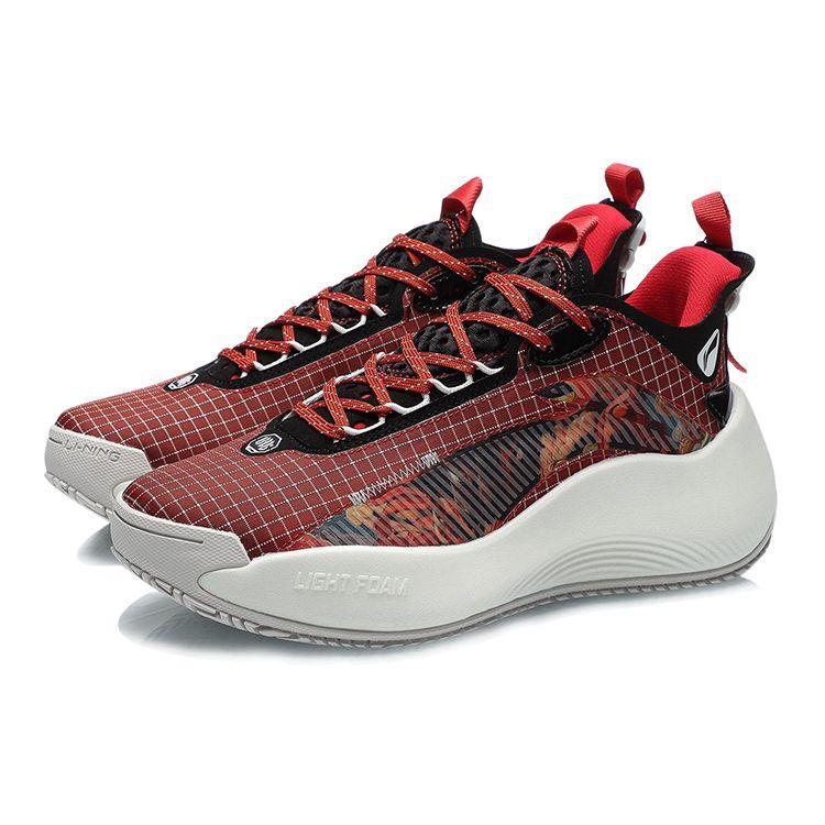 Li Ning BD5 Street Sole Non-Slip Shock Absorption Low-Top Basketball Shoes Women Sneaker Chinese-Painting-Red AGBR002-2