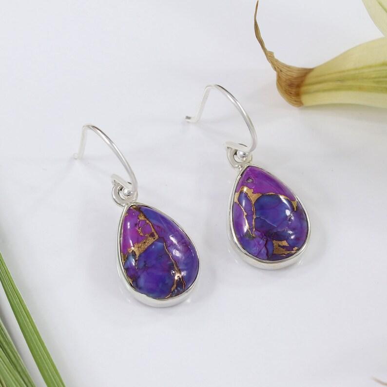 925 Sterling Silver Lab Created Turquoise Gemstone Handmade Earring, Gift For Her, Dangle Earring, Fashion Jewelry