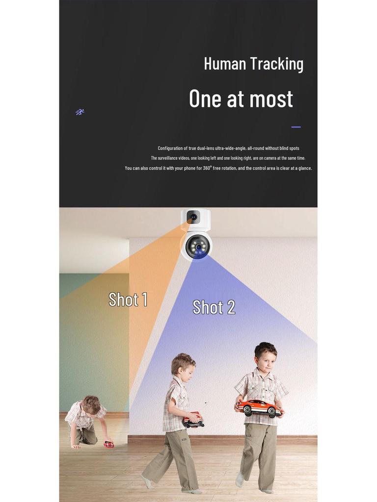 Dual-Lens Dual-Band WiFi Indoor 360° Full-Color Night Vision Surveillance Camera