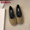 Fashion Round Toe Fashion Flock Women Flats With Shoes Shallow Female Slip On Footwear Elastic Band Ladies Ballet Flats Shoes