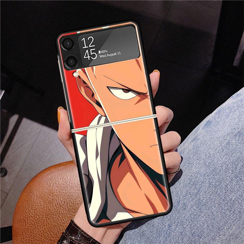 One P-Punch-Man Saitama King Phone Case For Samsung Z Flip 7 6 5 4 3 Galaxy ZFlip7 ZFlip6 ZFlip5 ZFlip4 ZFlip3 5G Print Cover
