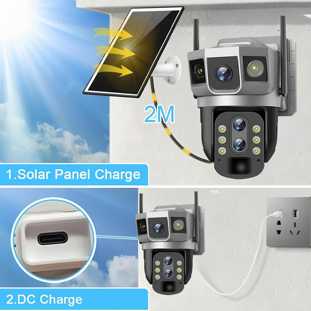WIFI/4G Solar-powered Surveillance Camera, High-definition Lens PIR Sensor, Night Vision Waterproof IP Camera, CCTV Security Monitor