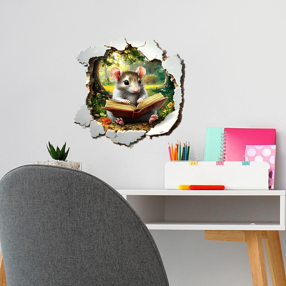 Peek-a-Boo Mouse Door & Wall Sticker for Bedroom Living Room Study Creative Home Decor Removable Self-Adhesive Decal