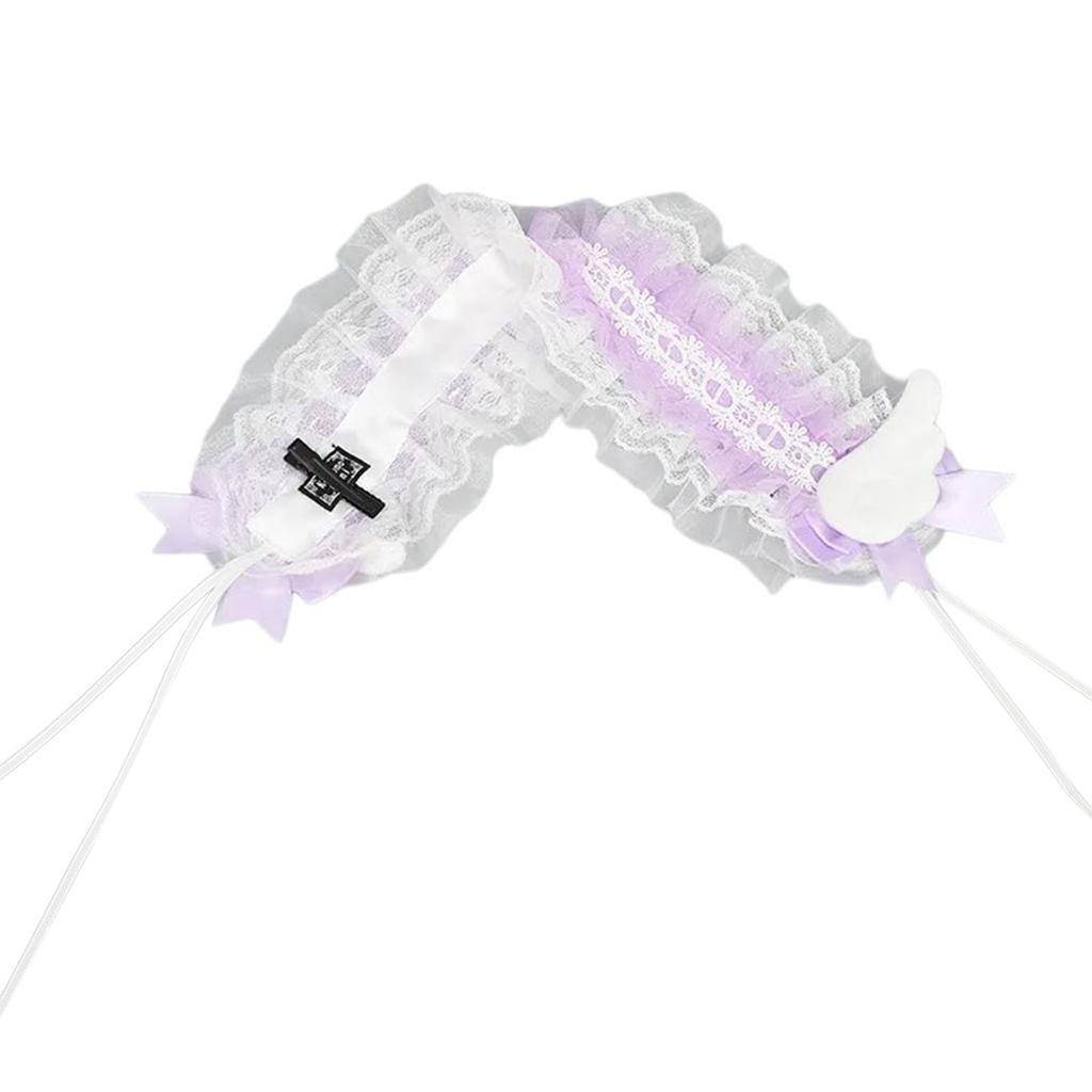 Wing Girl Ruffled Headwear Lace Trim Subculture Flouncing Headwear Cute Maid Headpiece Bows Headbands