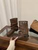 Heel Black Martin Boots Women's Boots New Spring and Autumn Locomotive Medium Boots Pants Boots with Skirt Short Boots