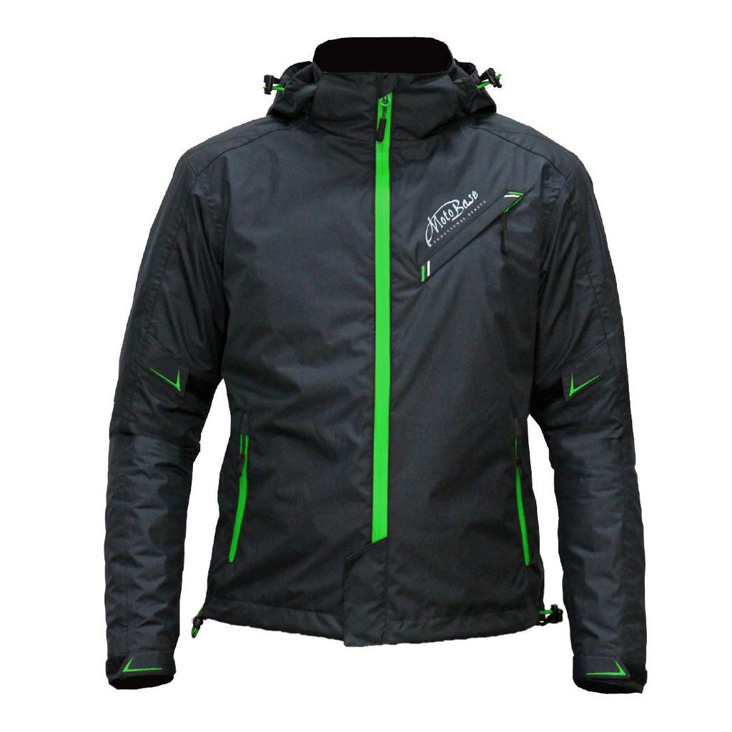 MOTO BASE Model Windproof and Waterproof Motorcycle Windbreaker Spring/Autumn Jacket/Protection Jacket/MBWB-01 (Black/Green/5L)