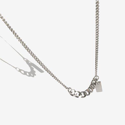 Rush Off Surgical Steel Two Flow Chain Necklace - Square Pendant