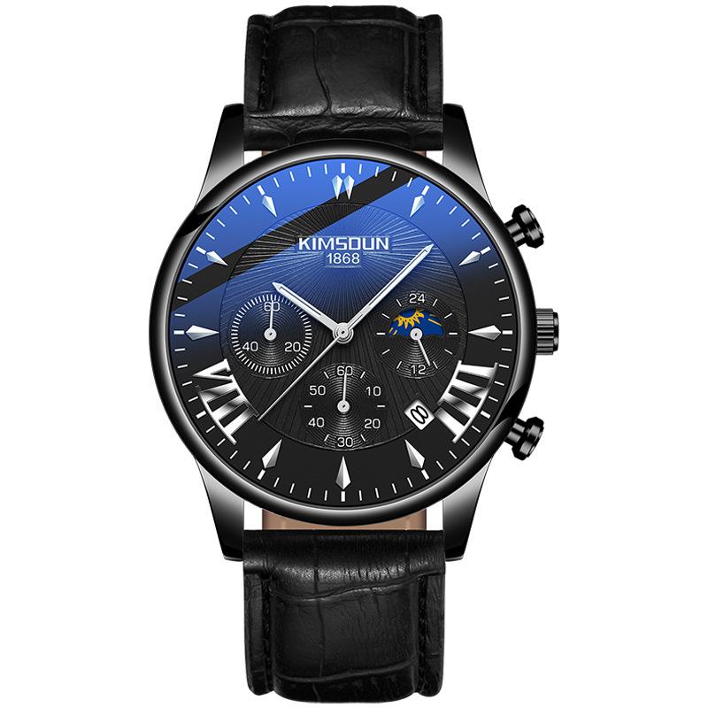 KIMSDun Uhr Herren Top Marke Luxus Uhr Neue Mondphase Stern Herrenuhr Studenten Mode Trend Multifunktion Quarz Form Wasserdicht Herrenuhr