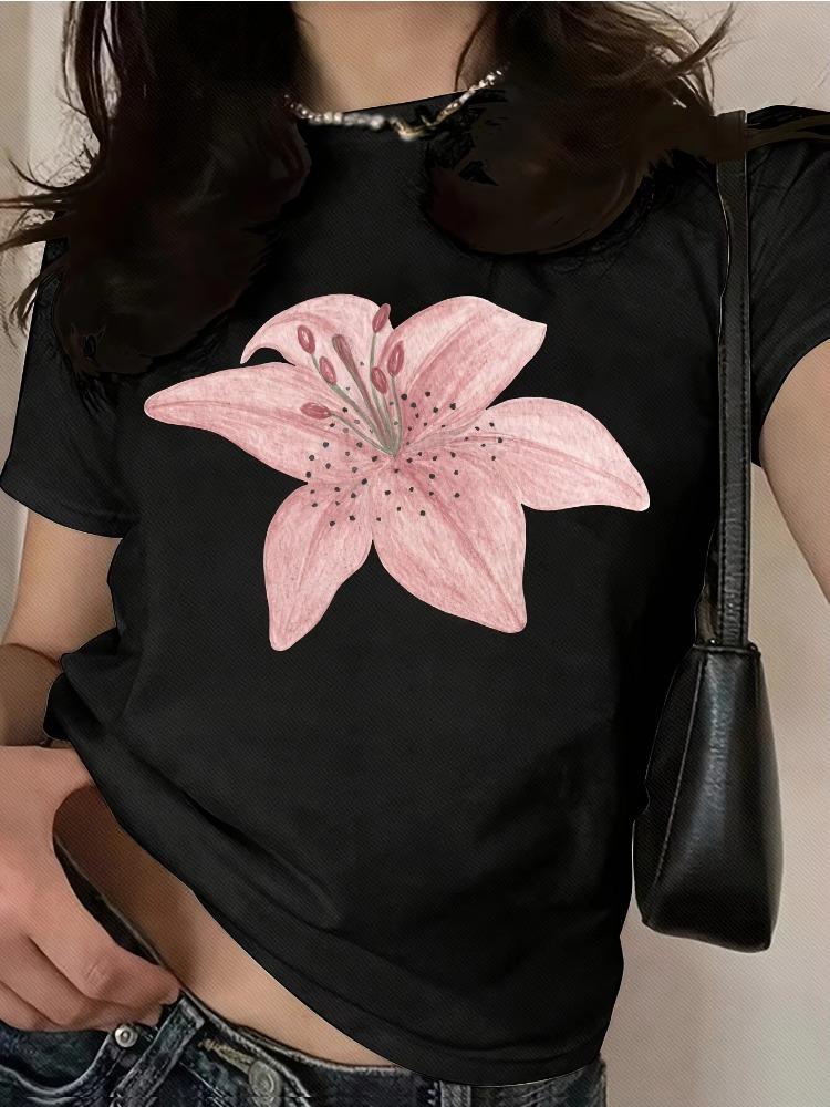 New Womens Casual Printed Crew Neck Short Sleeve TShirt Comfortable and Stylish Harajuku Street Style Top Women Cotton Clothing