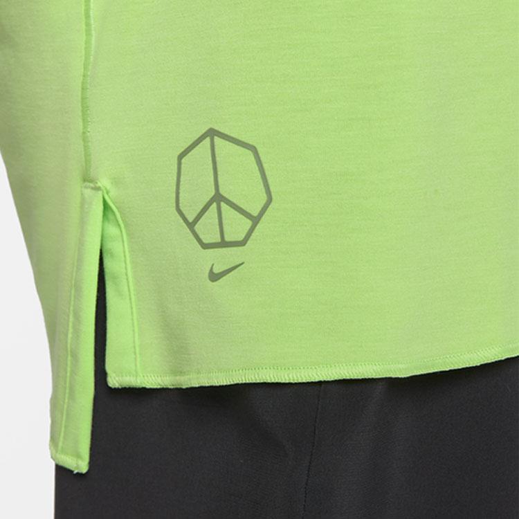 Nike Yoga Dri-Fit Pattern Print Round Neck Training Short Sleeve T-Shirt Men Tops Green DM8142-360